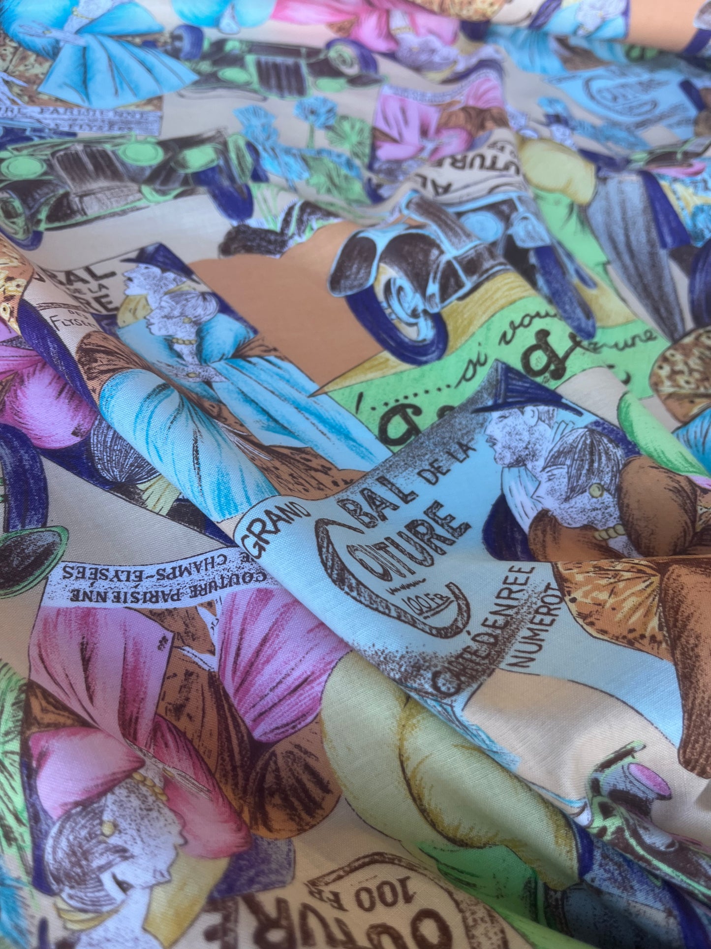 CARLA 012 cotton voile pink/orange cartoon print