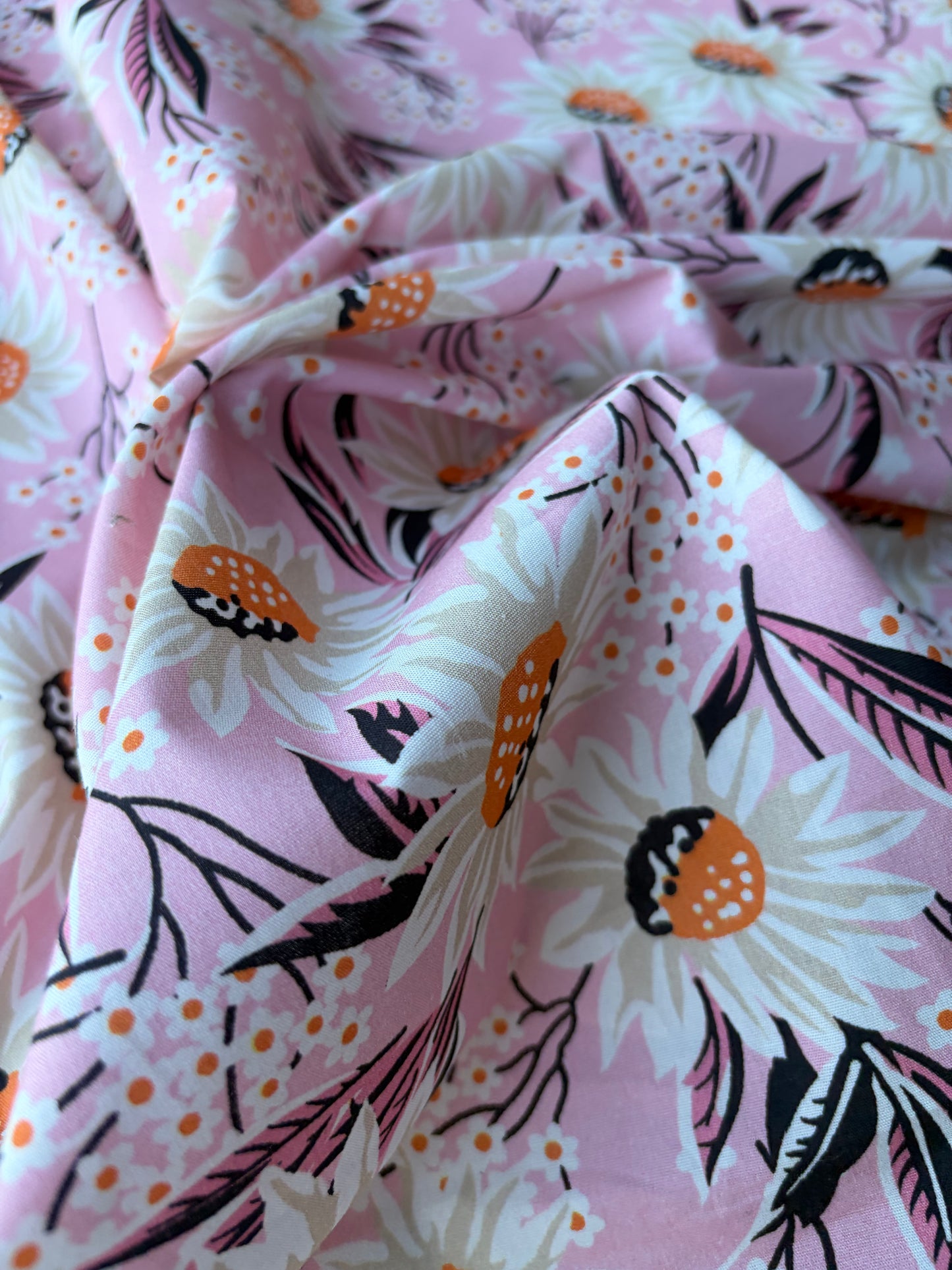 PC COMO 006 cotton poplin stretch pink flowers