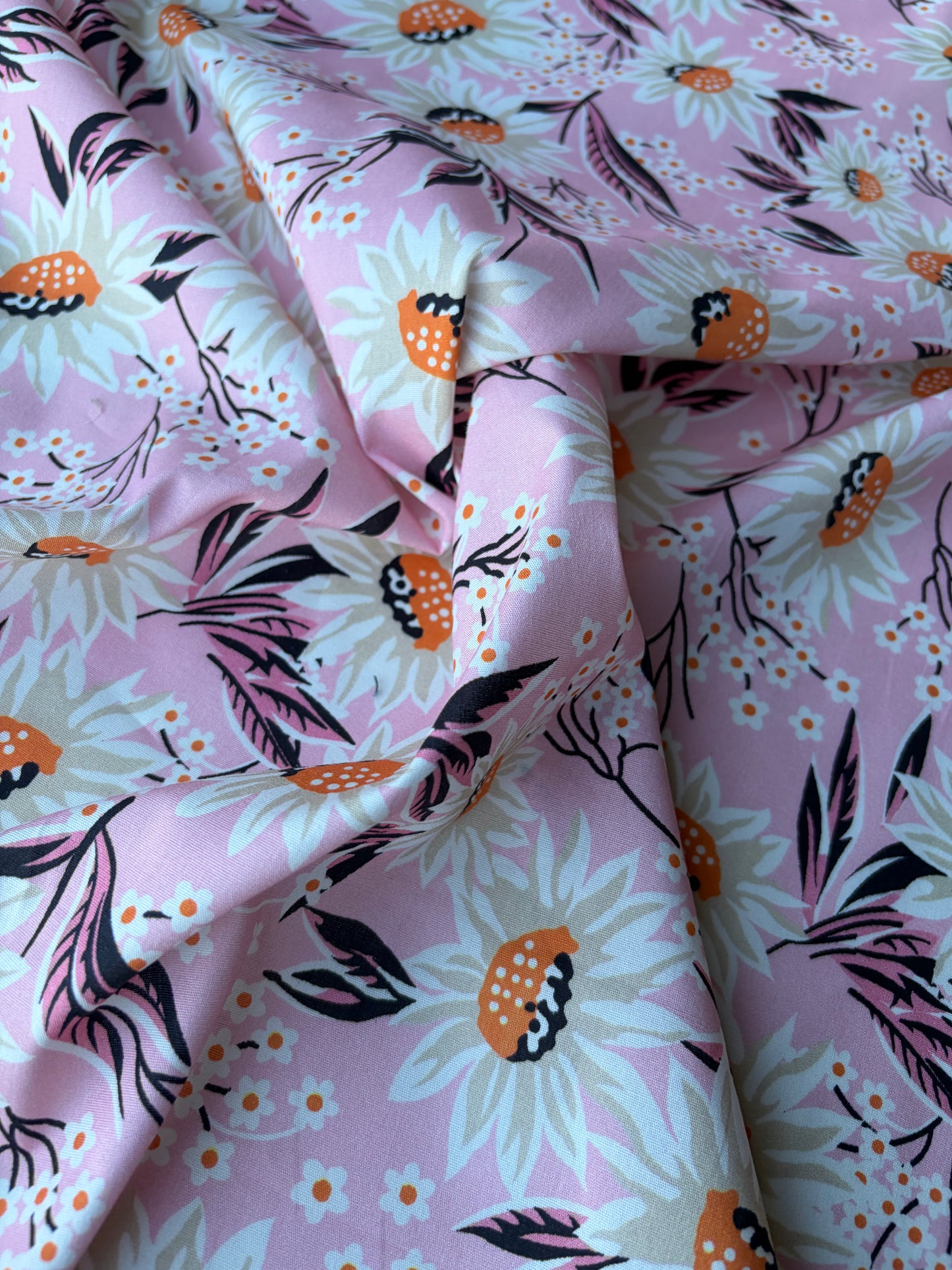 PC COMO 006 cotton poplin stretch pink flowers