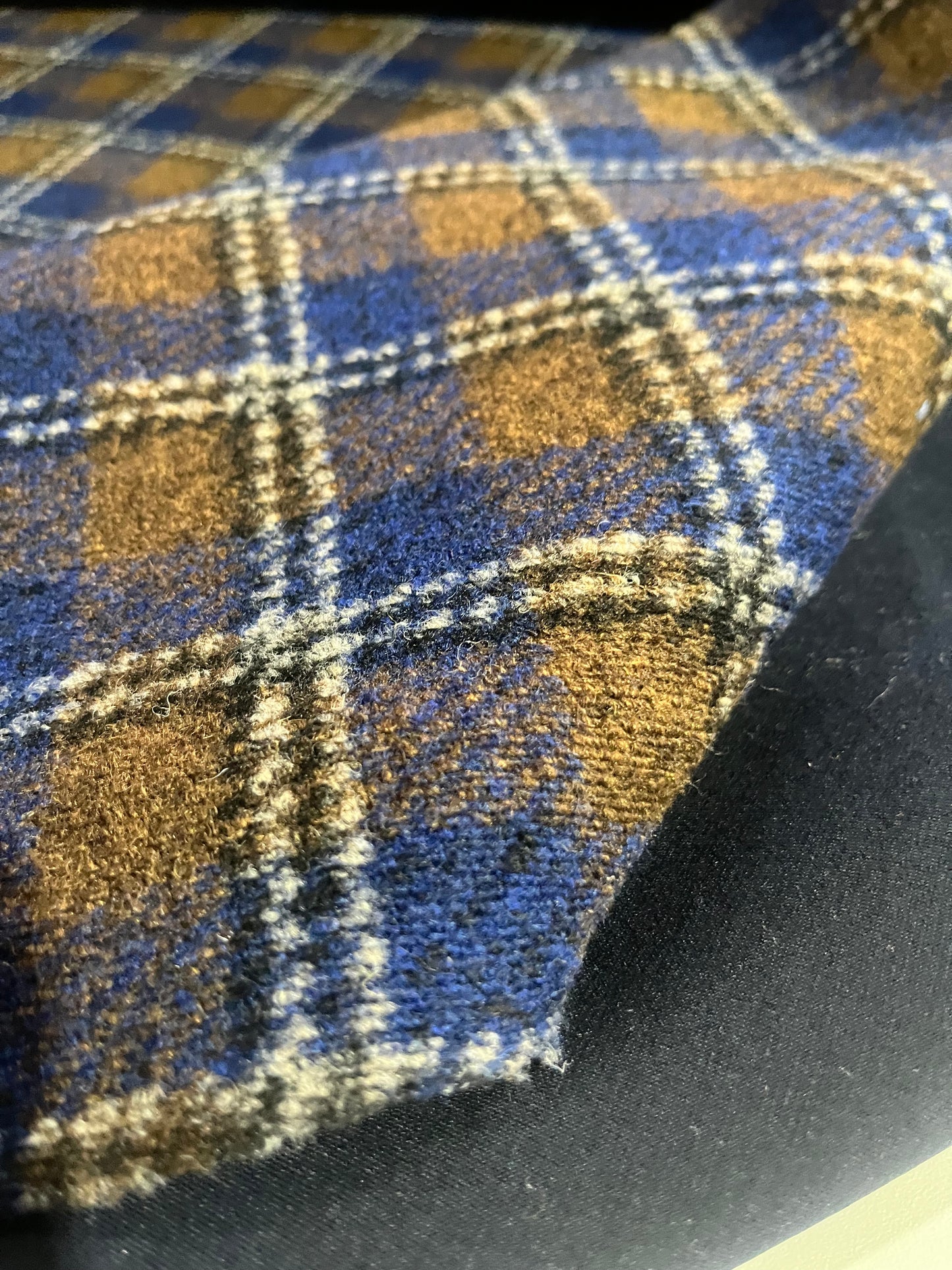 Flip side 150 wool contrecollé navy/brown check