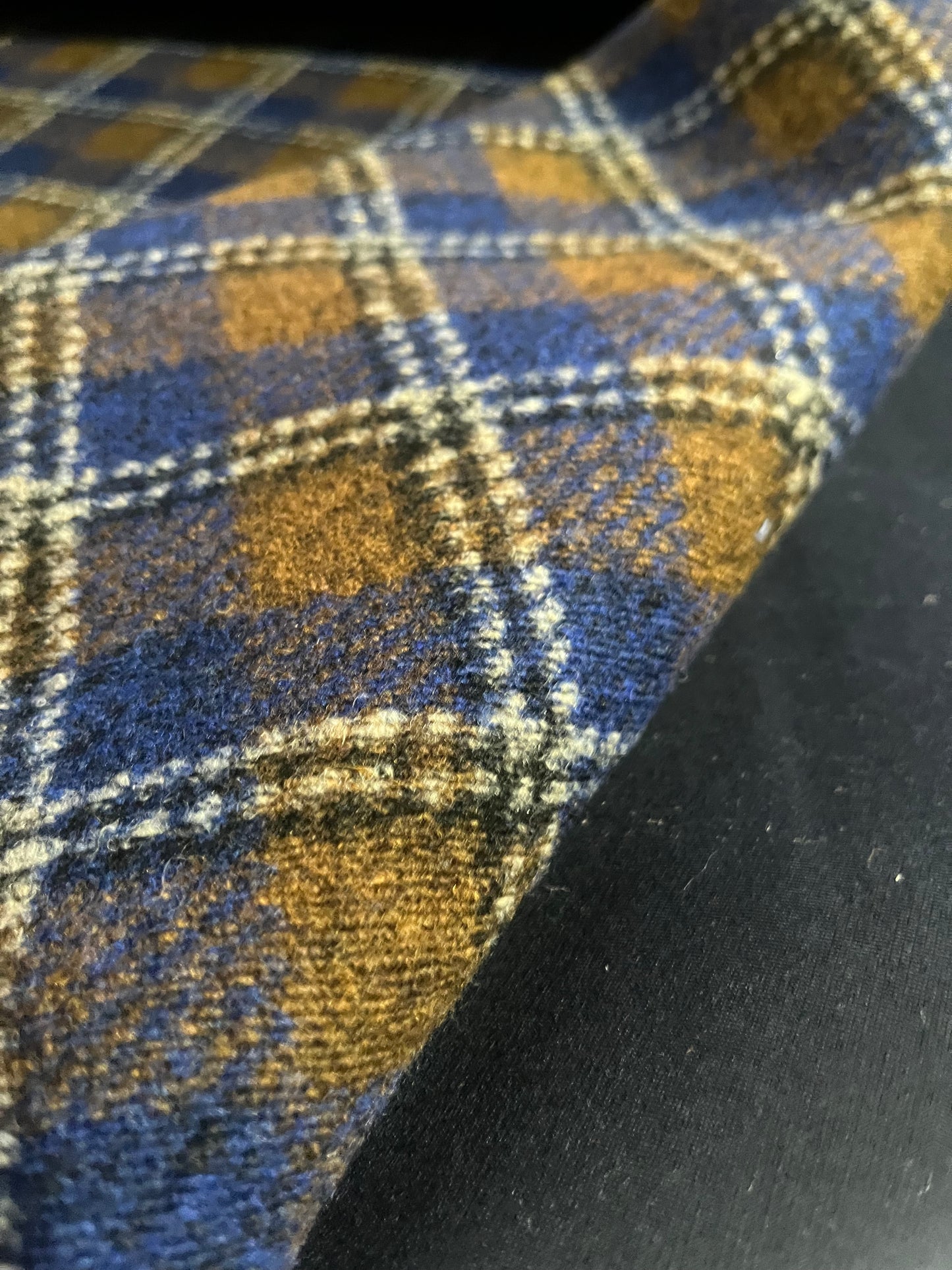 Flip side 150 wool contrecollé navy/brown check