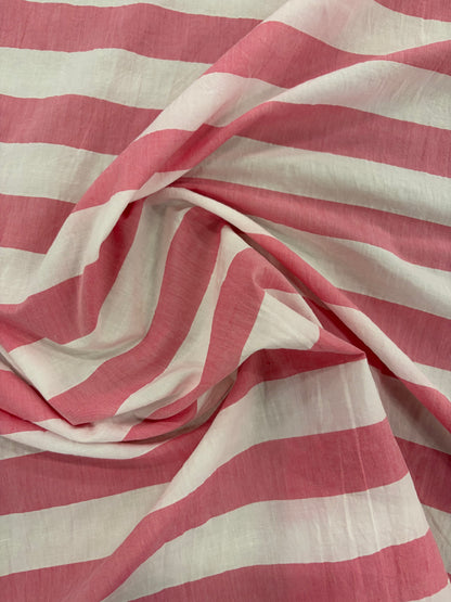 DENIM DISTRICT 020 pink cotton colourwoven shirting stripes
