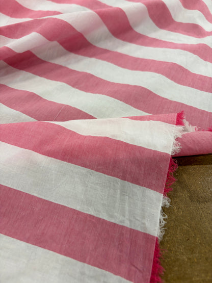 DENIM DISTRICT 020 pink cotton colourwoven shirting stripes