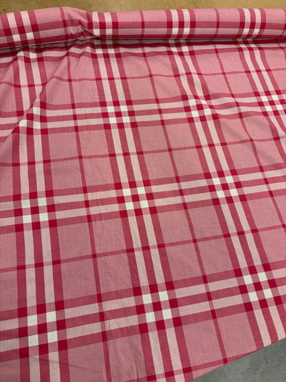 DENIM DISTRICT 021 pink checkered cotton colourwoven shirting fabric