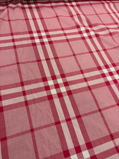 DENIM DISTRICT 021 pink checkered cotton colourwoven shirting fabric