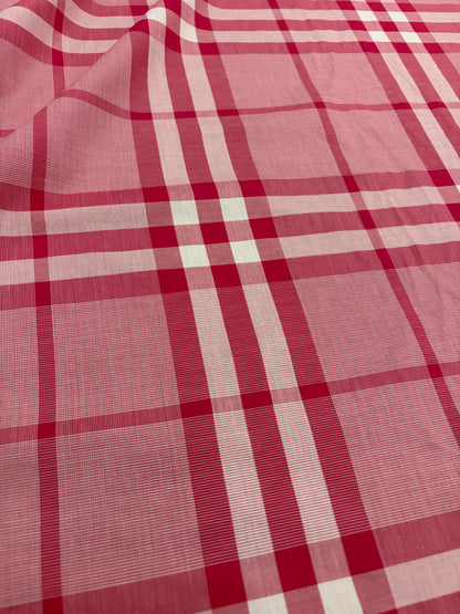 DENIM DISTRICT 021 pink checkered cotton colourwoven shirting fabric