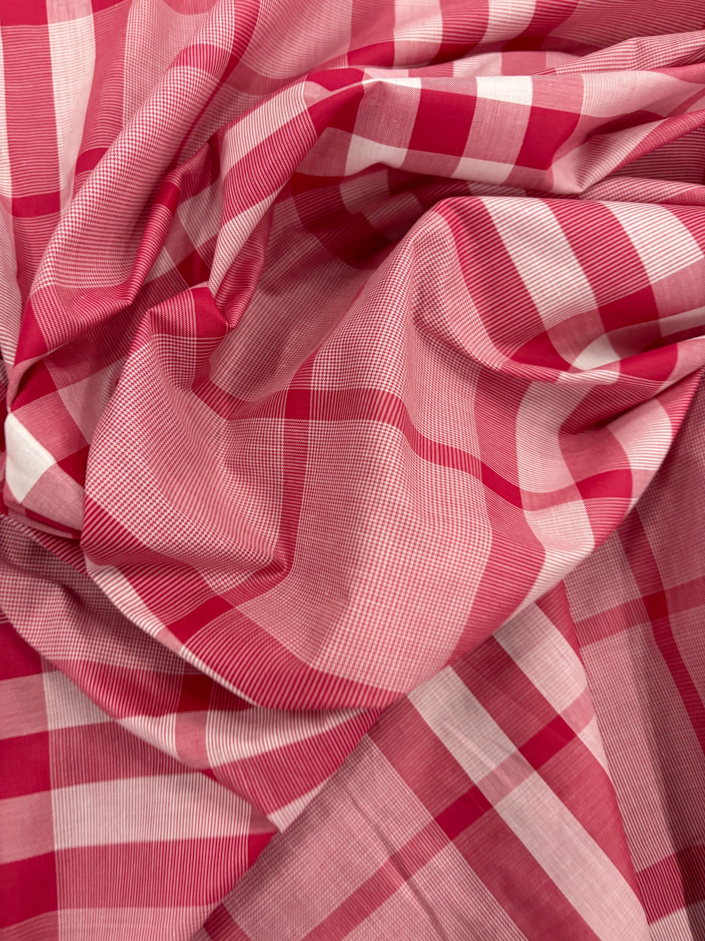 DENIM DISTRICT 021 pink checkered cotton colourwoven shirting fabric