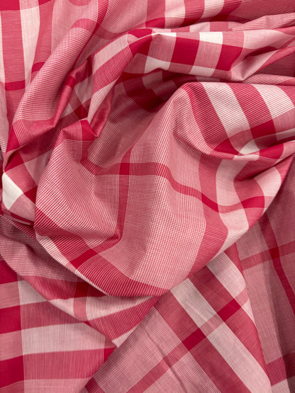 DENIM DISTRICT 021 pink checkered cotton colourwoven shirting fabric