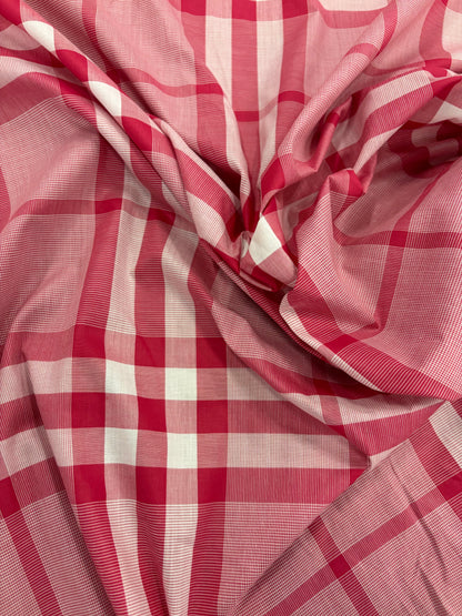 DENIM DISTRICT 021 pink checkered cotton colourwoven shirting fabric
