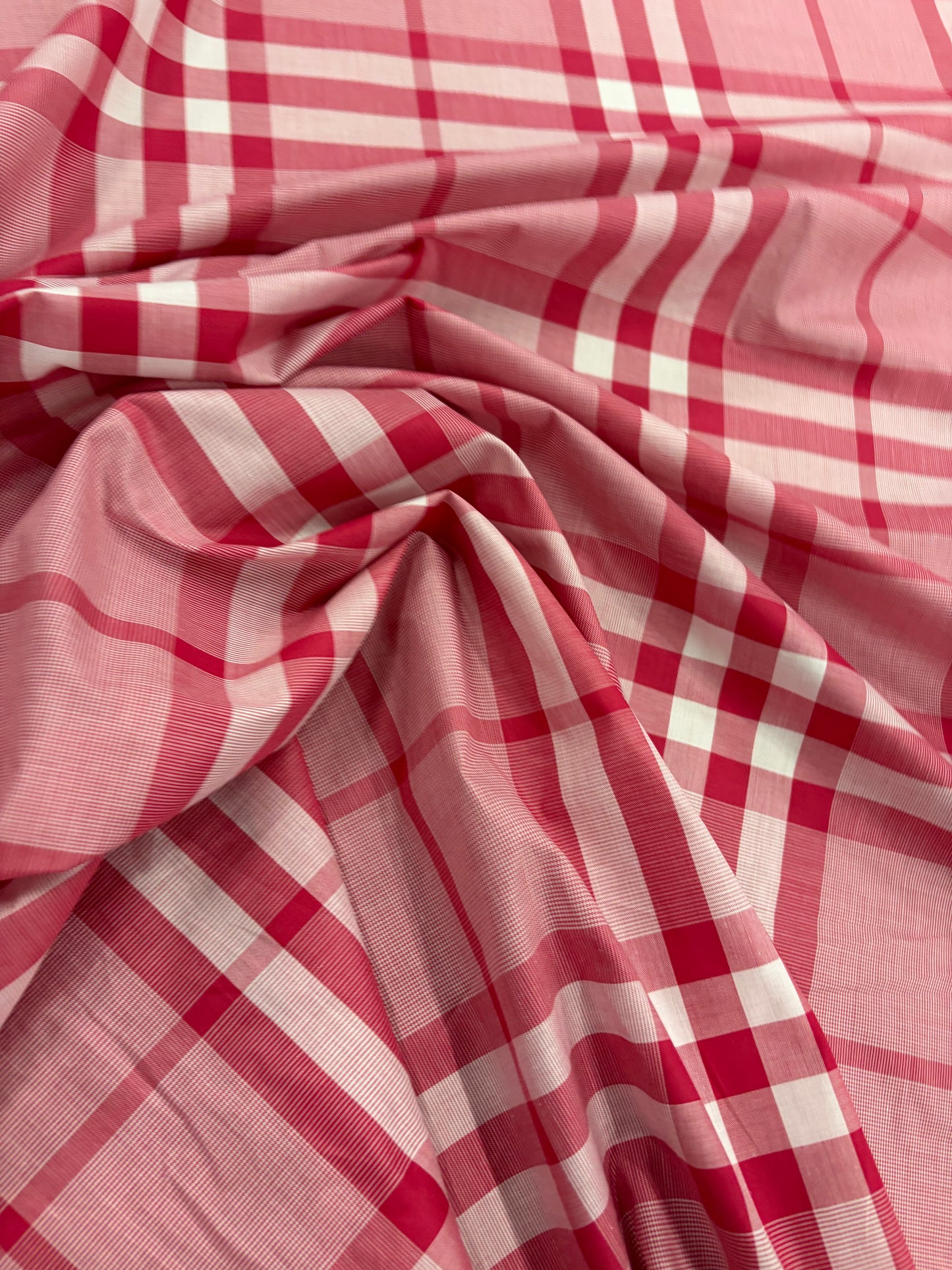 DENIM DISTRICT 021 pink checkered cotton colourwoven shirting fabric
