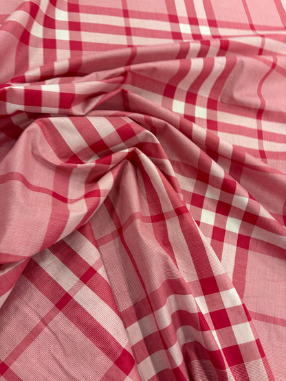 DENIM DISTRICT 021 pink checkered cotton colourwoven shirting fabric