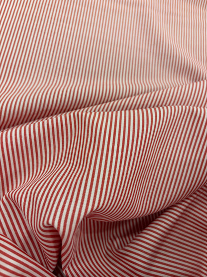 DENIM DISTRICT 023 red cotton colourwoven shirting pinstripe