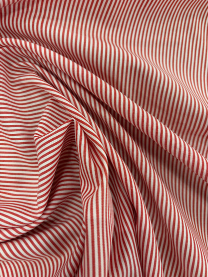 DENIM DISTRICT 023 red cotton colourwoven shirting pinstripe