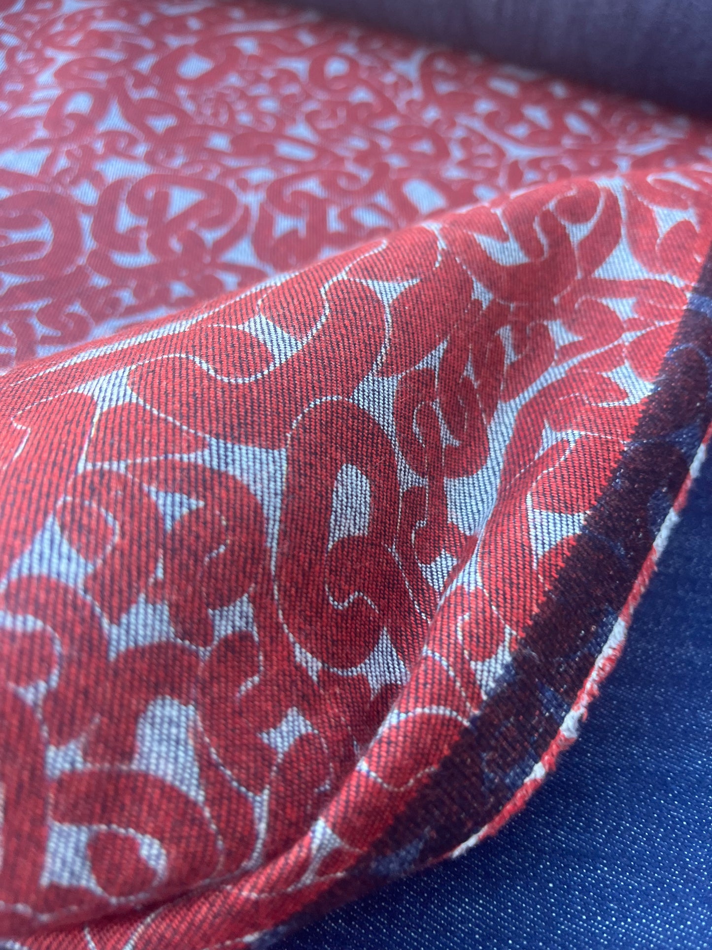 DENIM COLLECTION 003 midweight denim with red print