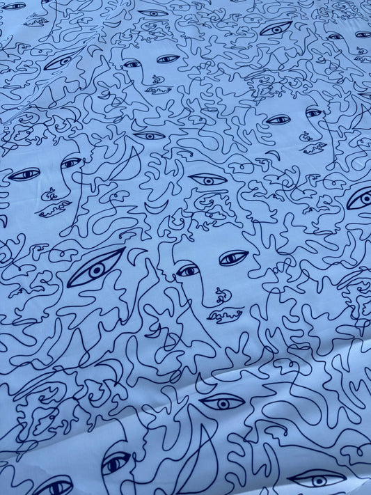COMO 020 viscose twill white/navy faces