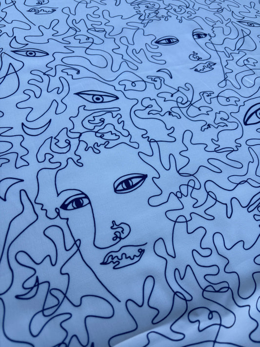 COMO 020 viscose twill white/navy faces