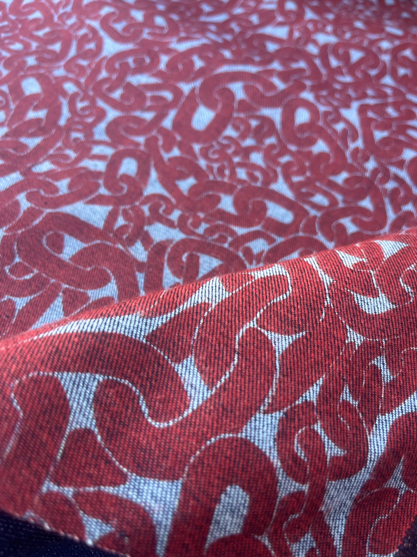 DENIM COLLECTION 003 midweight denim with red print