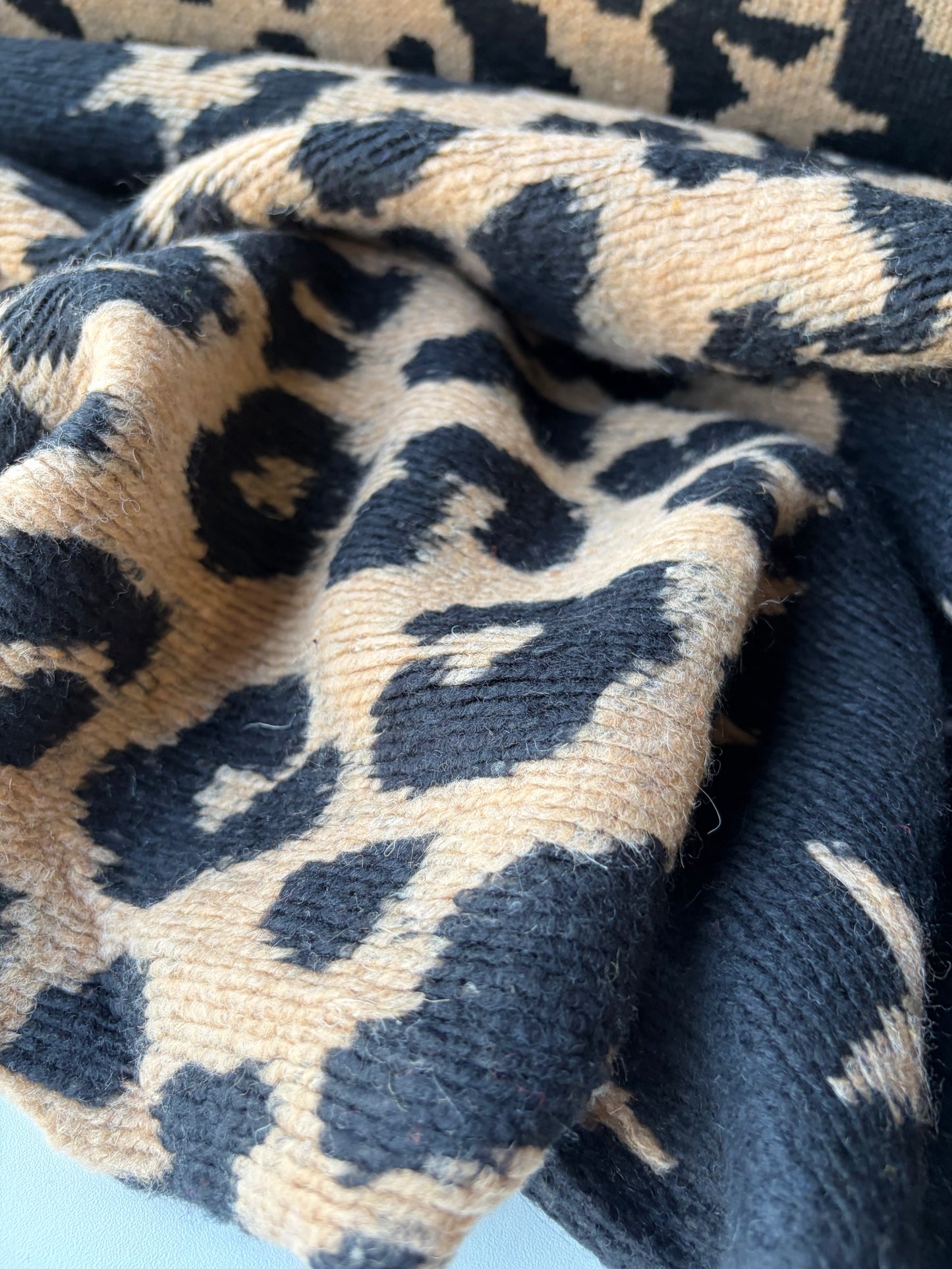 MOE 012 camel/black animalier heavy boiled wool