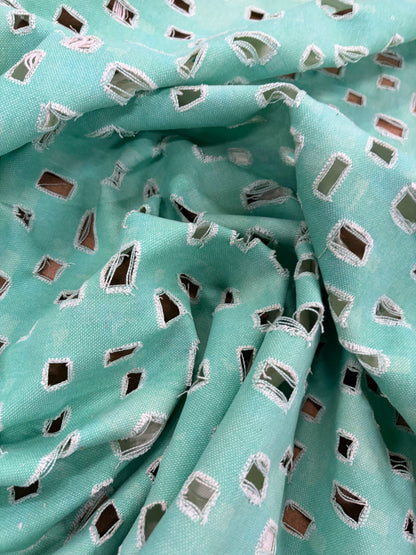 DENIM DISTRICT 034 mint green lasercut denim