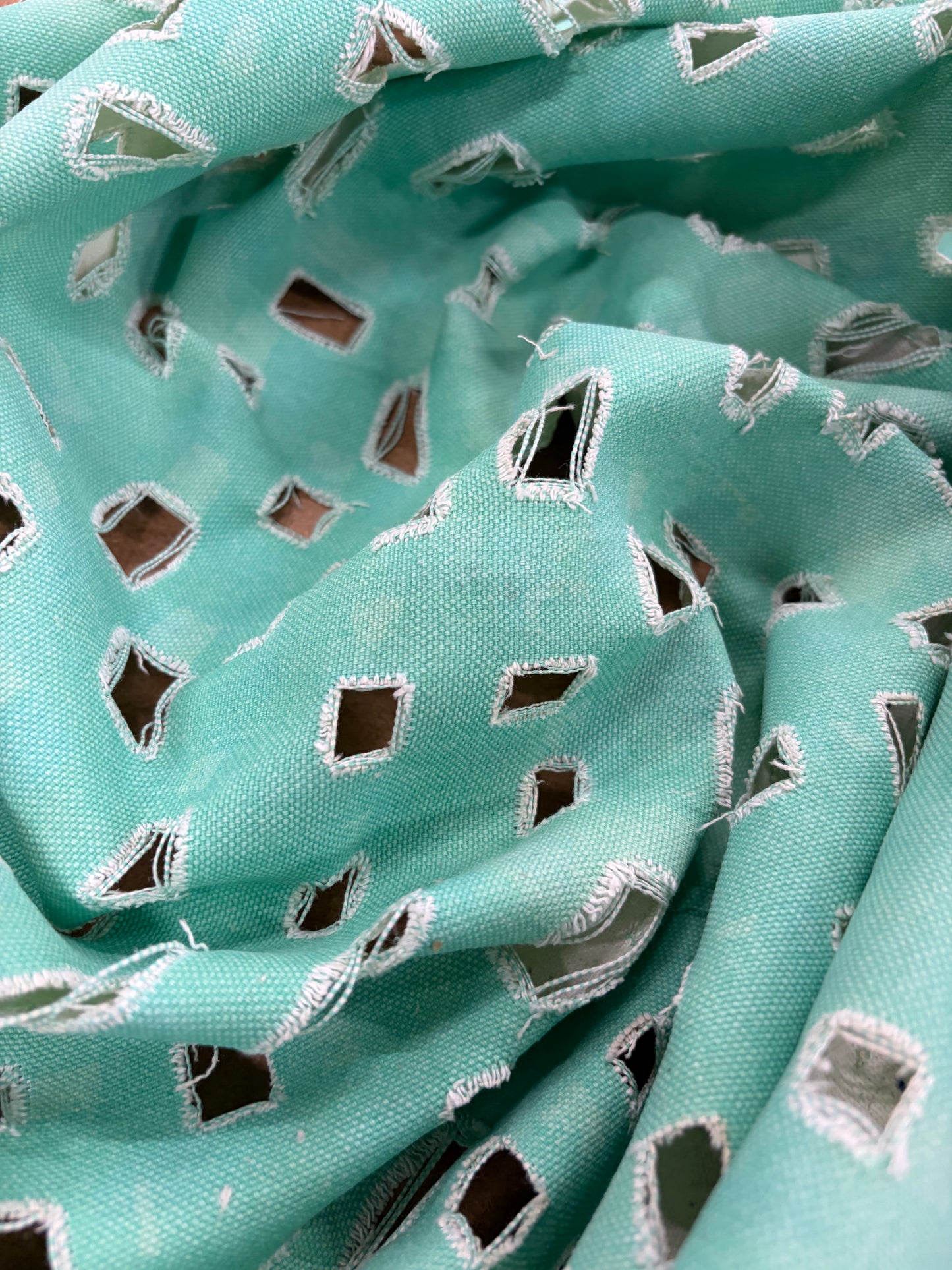 DENIM DISTRICT 034 mint green lasercut denim