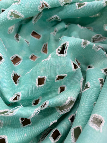 DENIM DISTRICT 034 mint green lasercut denim