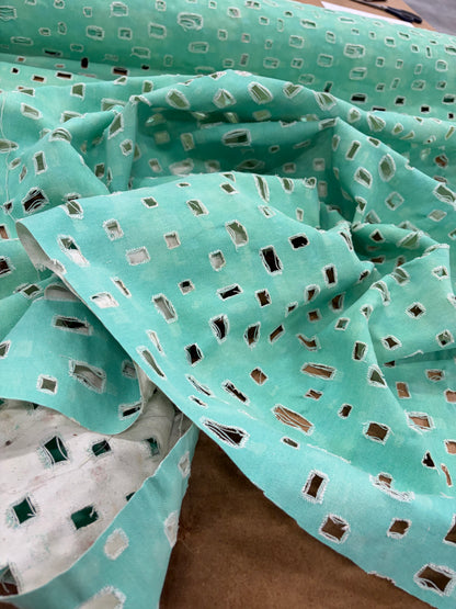 DENIM DISTRICT 034 mint green lasercut denim