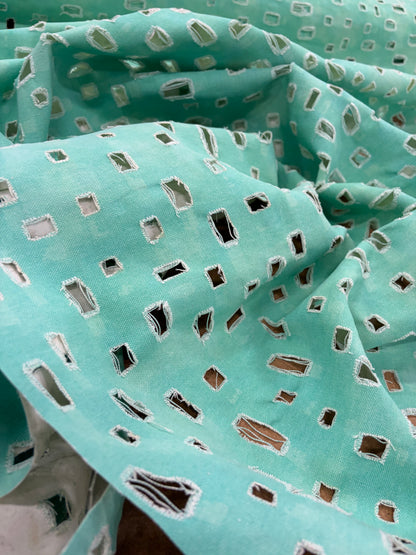 DENIM DISTRICT 034 mint green lasercut denim