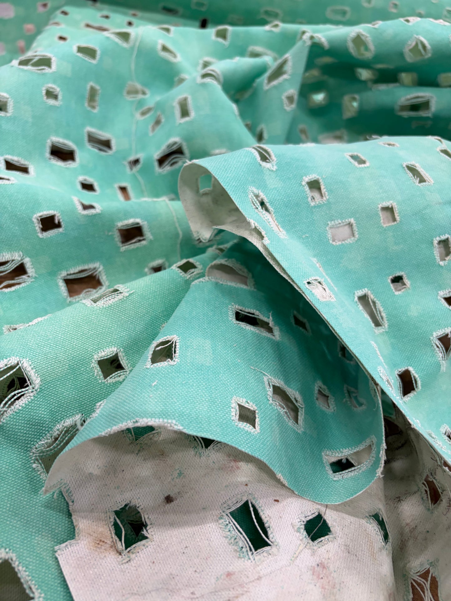 DENIM DISTRICT 034 mint green lasercut denim