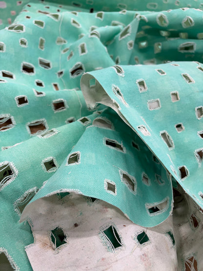 DENIM DISTRICT 034 mint green lasercut denim