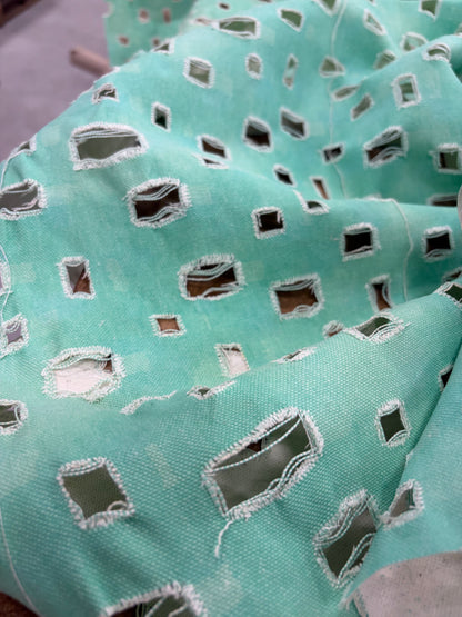 DENIM DISTRICT 034 mint green lasercut denim