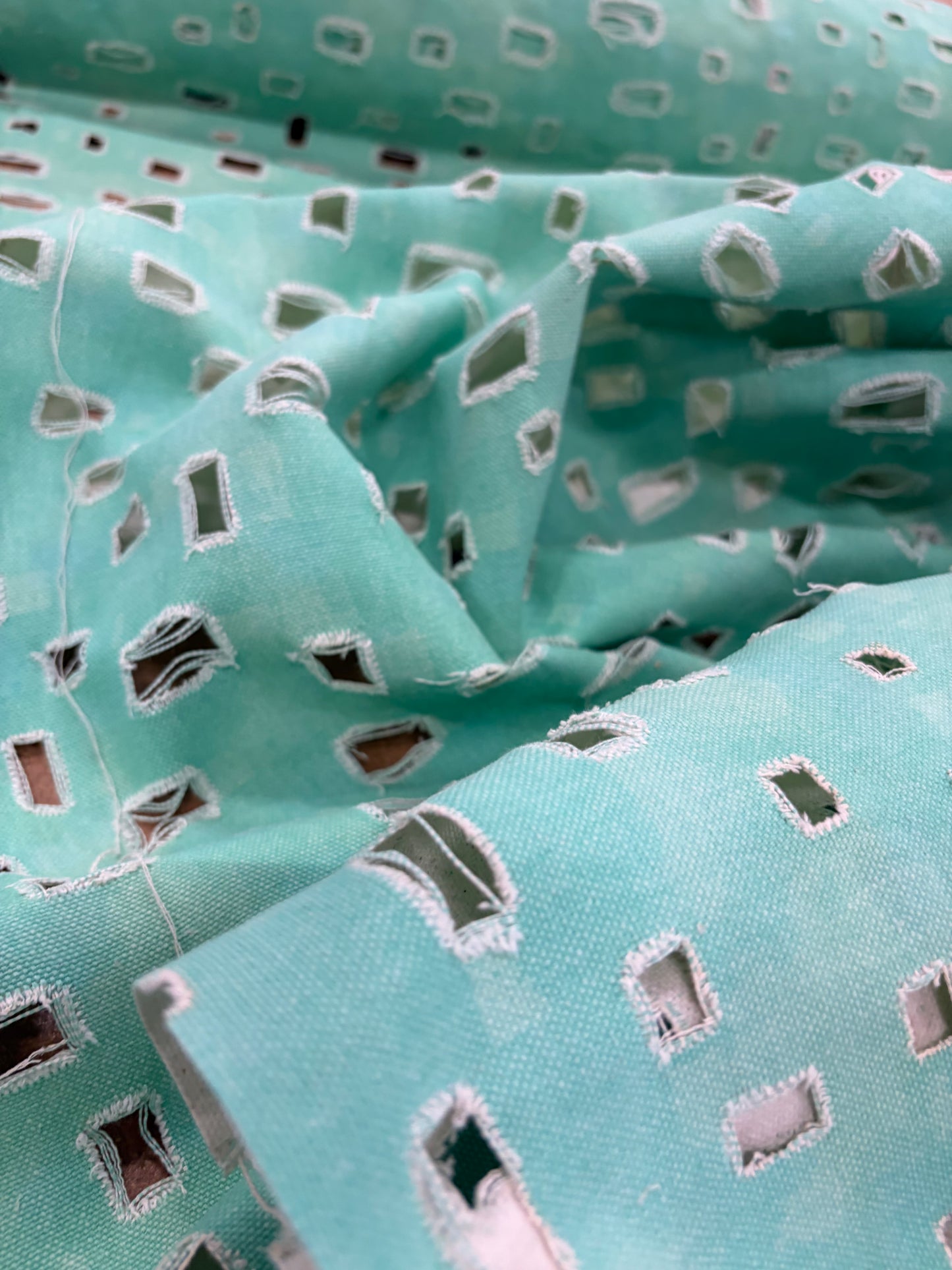 DENIM DISTRICT 034 mint green lasercut denim