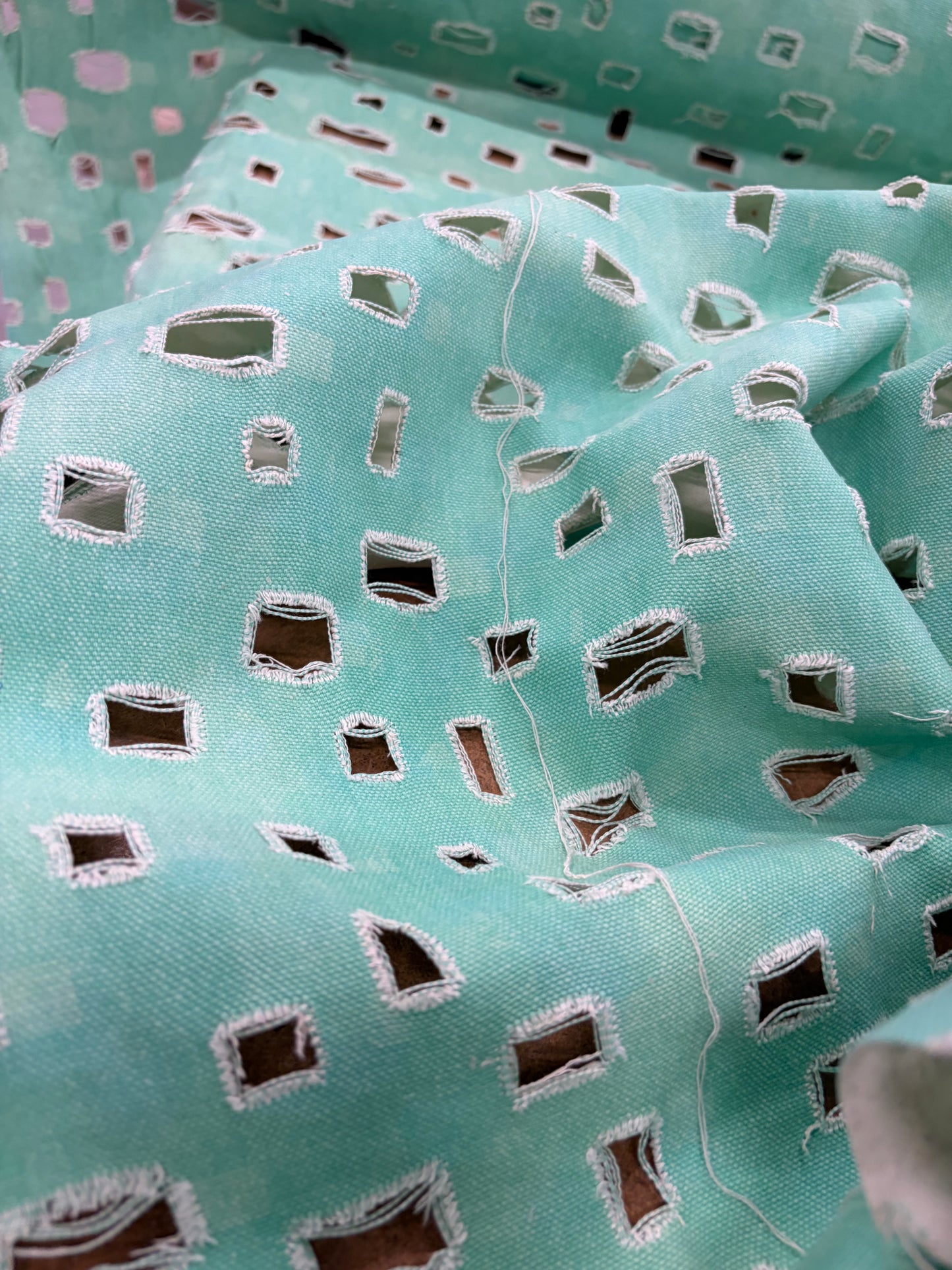 DENIM DISTRICT 034 mint green lasercut denim