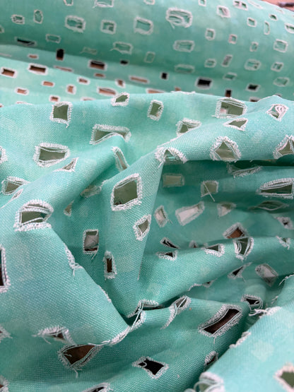 DENIM DISTRICT 034 mint green lasercut denim