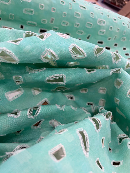 DENIM DISTRICT 034 mint green lasercut denim