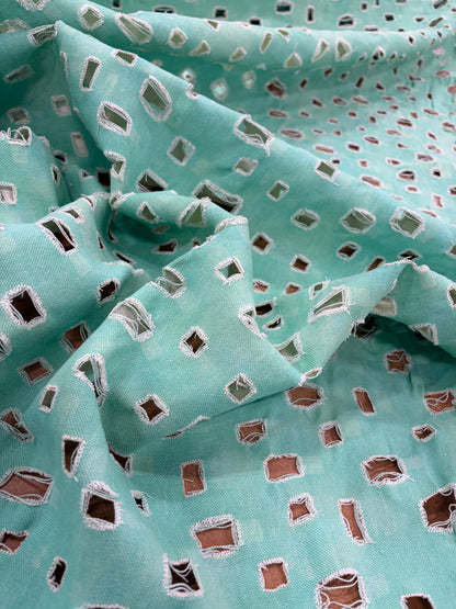 DENIM DISTRICT 034 mint green lasercut denim