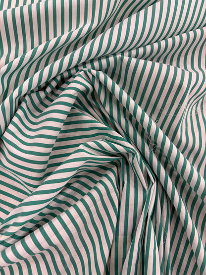 DENIM DISTRICT 037 green cotton colourwoven stretch stripes