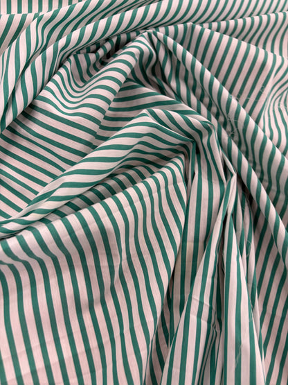 DENIM DISTRICT 037 green cotton colourwoven stretch stripes
