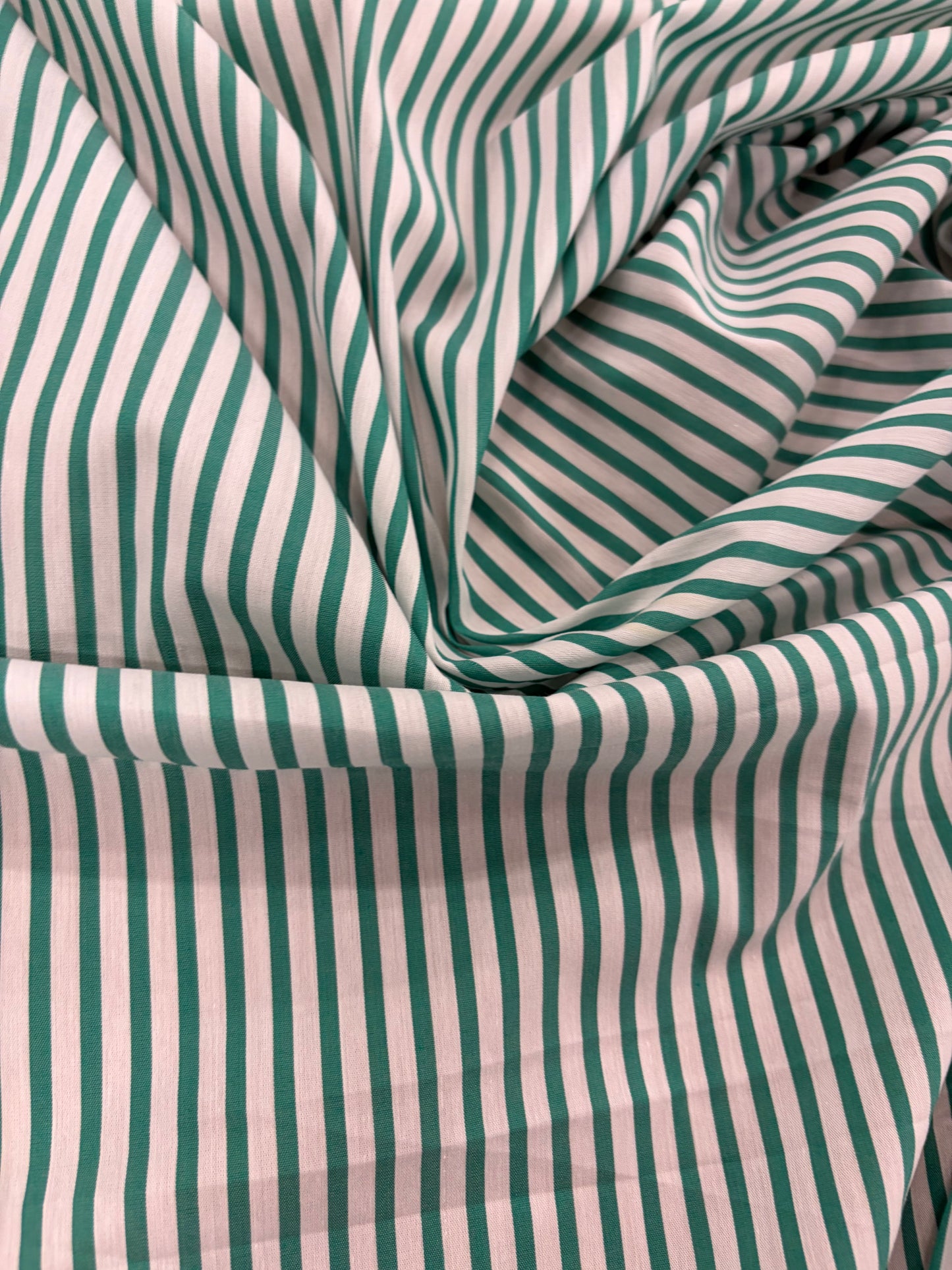 DENIM DISTRICT 037 green cotton colourwoven stretch stripes