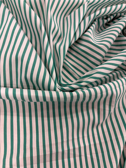 DENIM DISTRICT 037 green cotton colourwoven stretch stripes