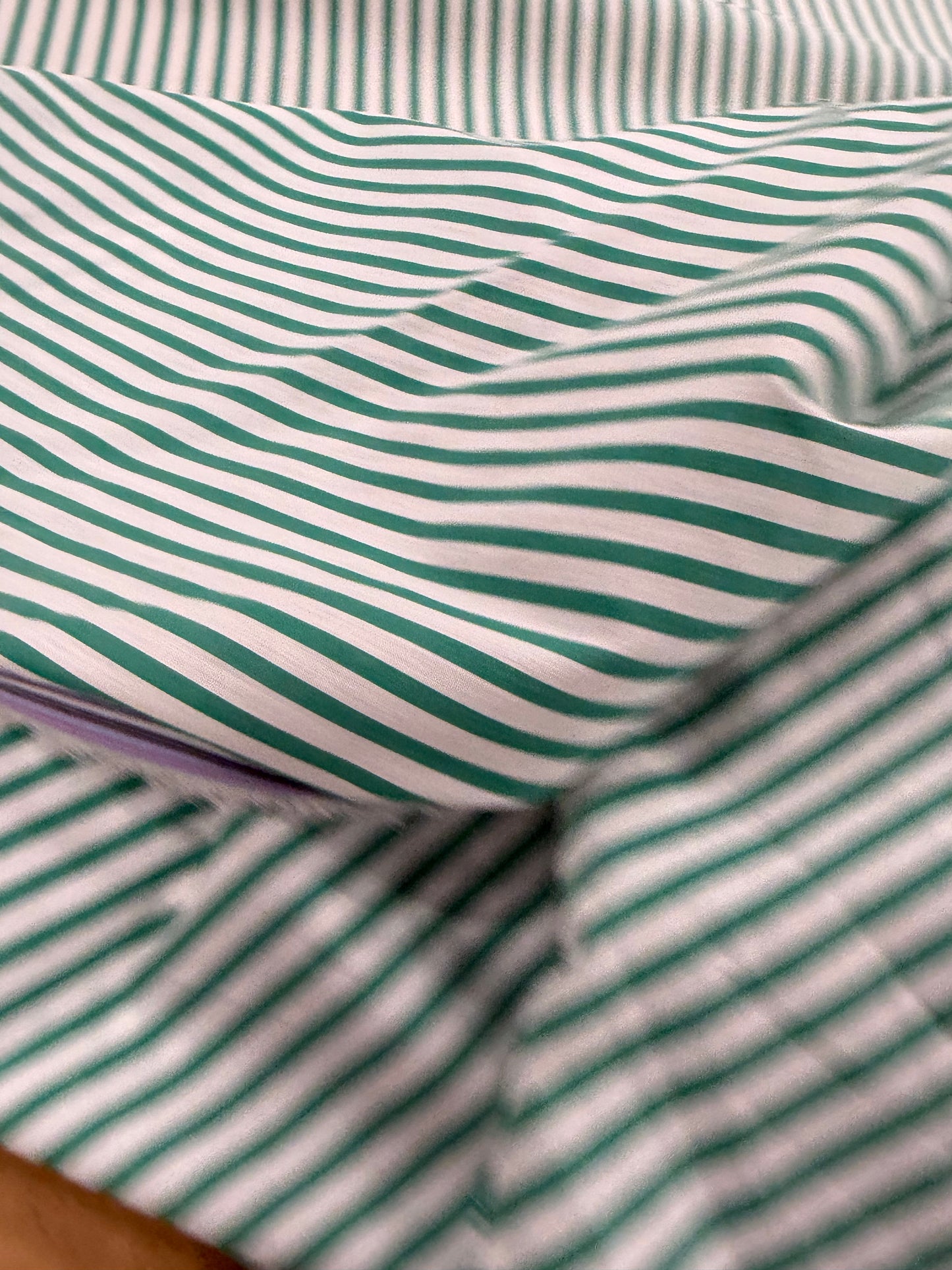 DENIM DISTRICT 037 green cotton colourwoven stretch stripes