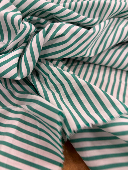 DENIM DISTRICT 037 green cotton colourwoven stretch stripes