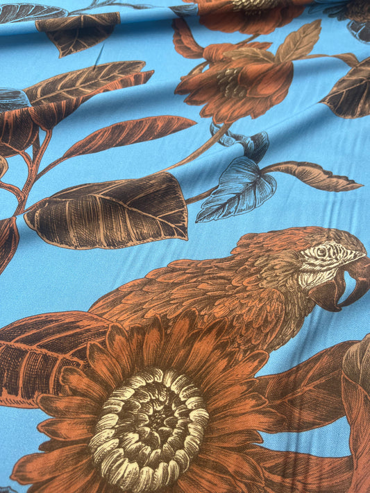 LUNA 008 viscose twill print with parrots