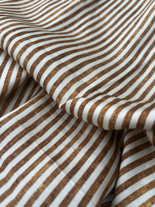 LUNA 011 viscose satin stripes cognac/ecru