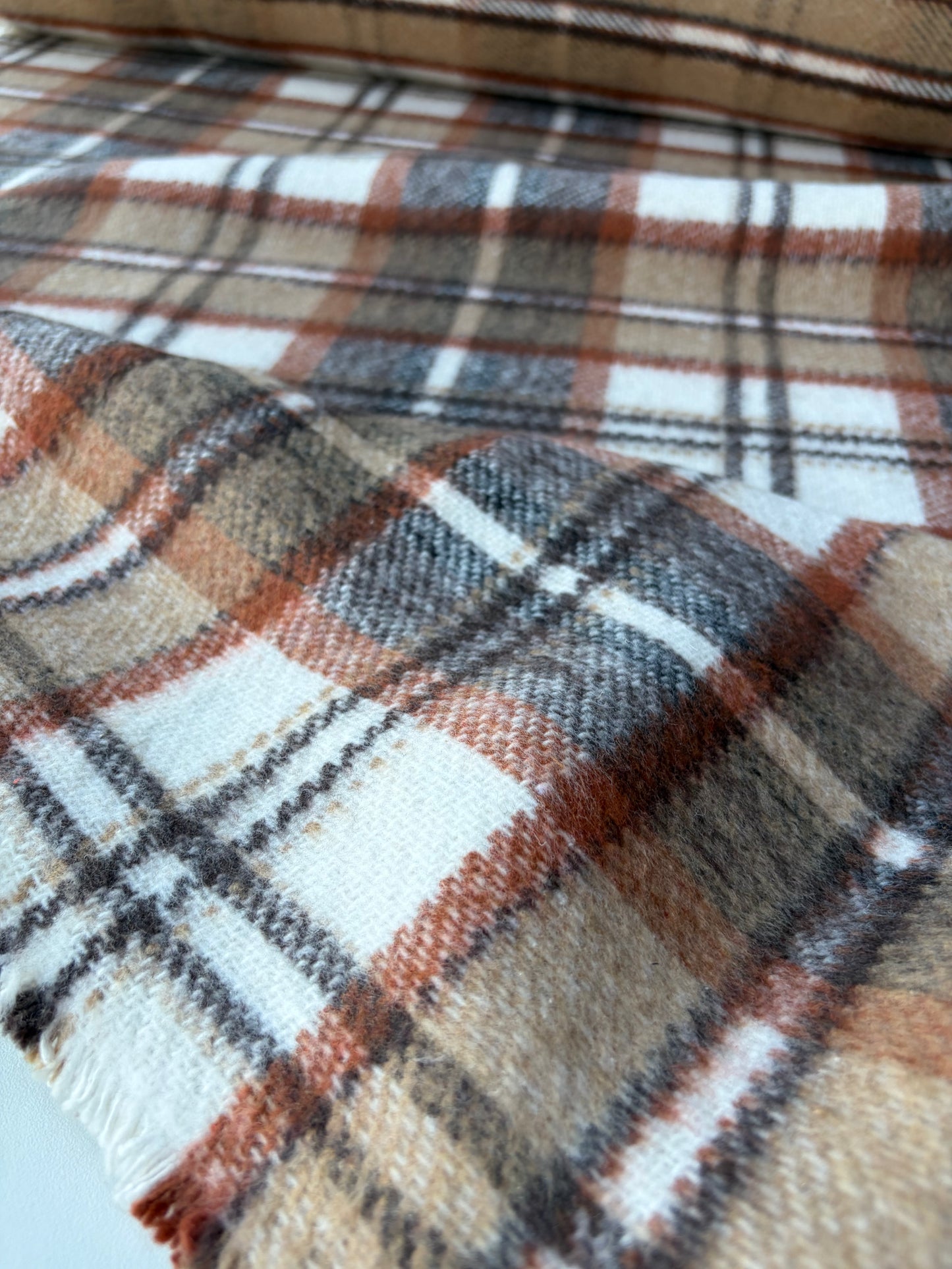 MOE 026 camel/black/ecru  checkered heavy cotton tweed Ch*nel style