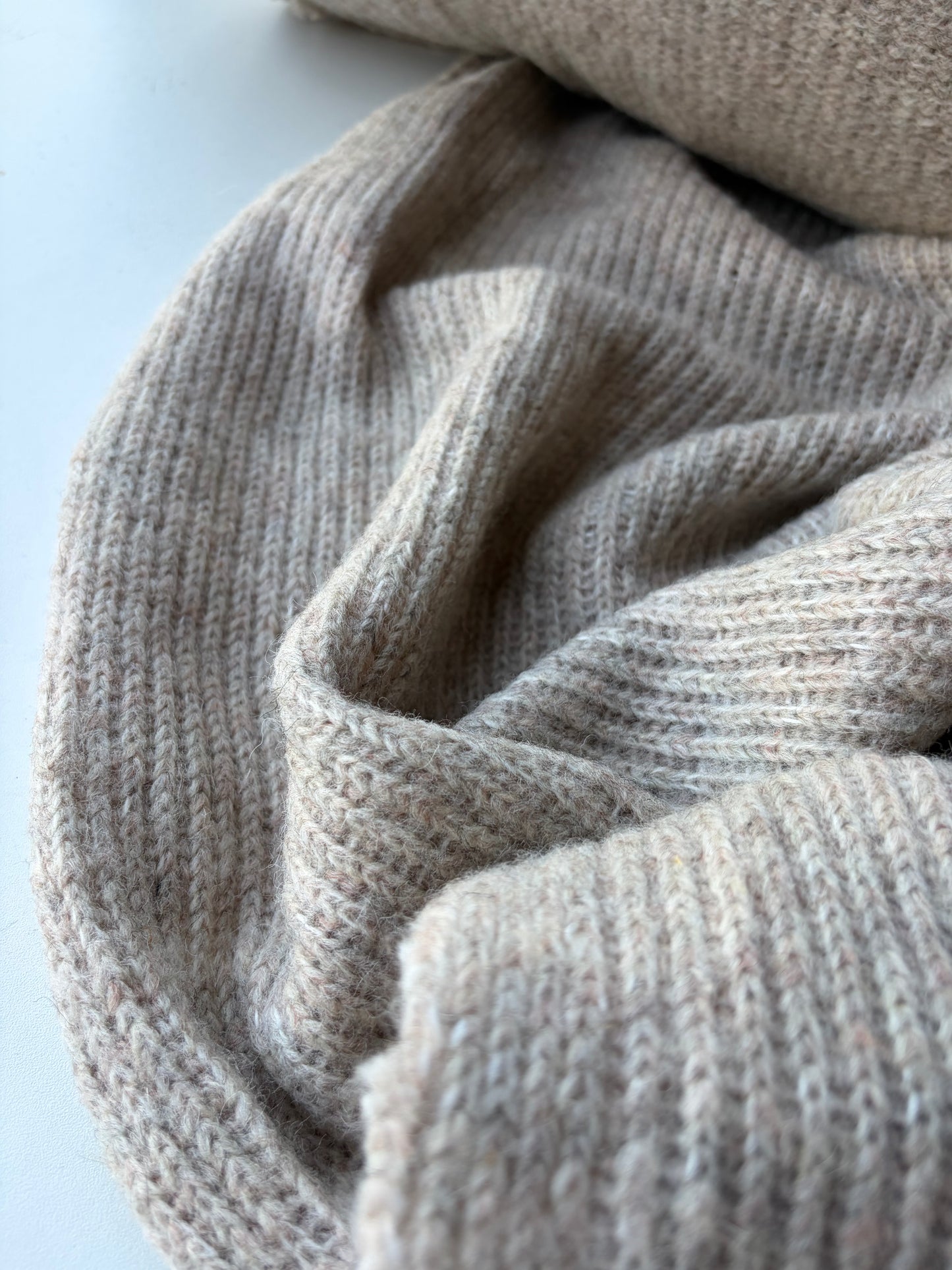 MOE 027 sand coloured cable structure heavy boiled wool