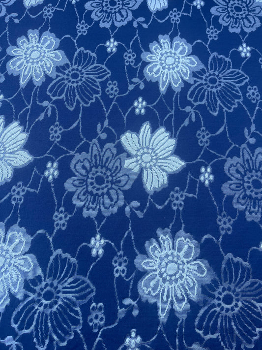 DONDP 1065 jersey jacquard navy flowers