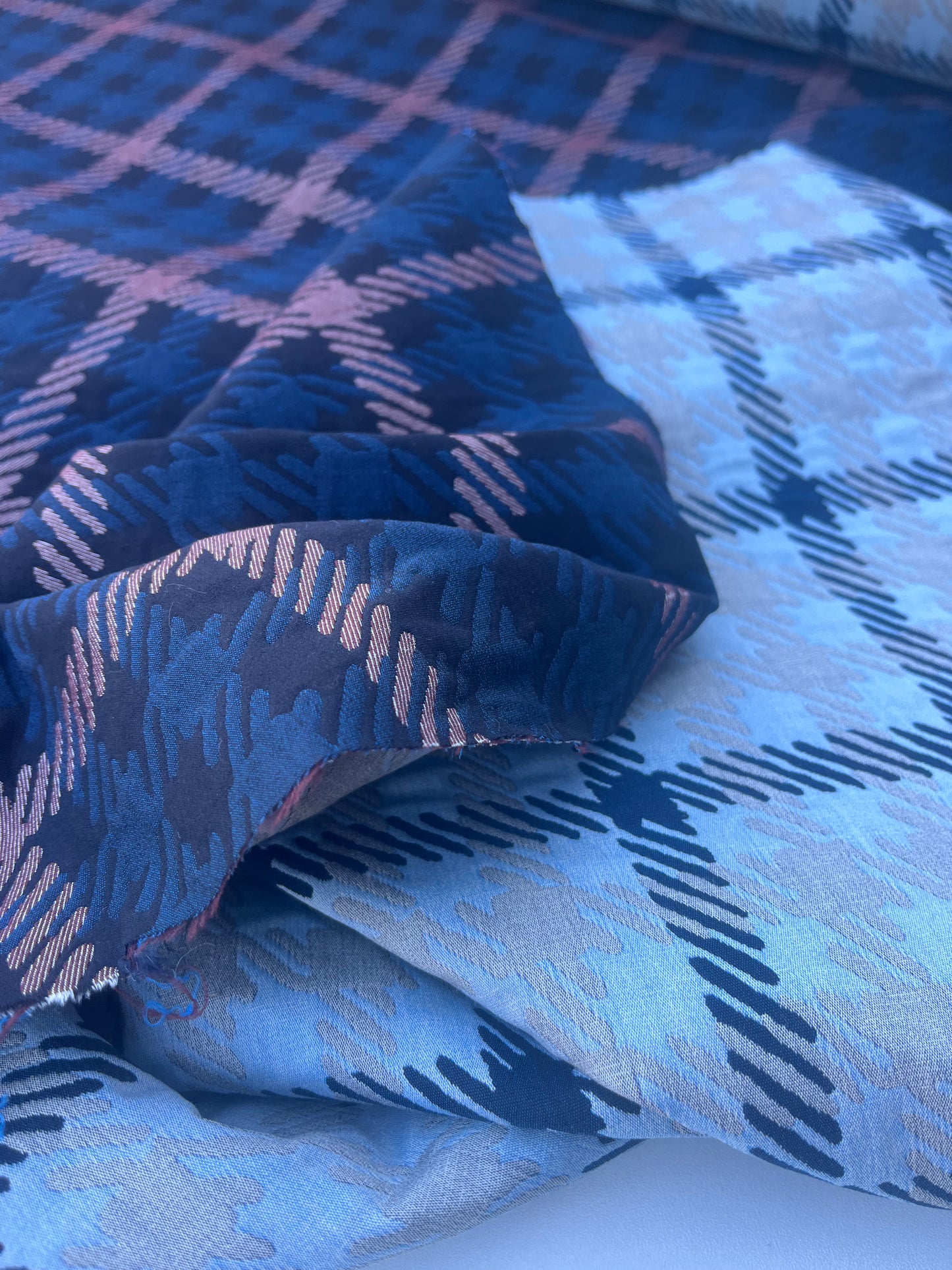 DONDP 1075 checkered double face jacquard stretch