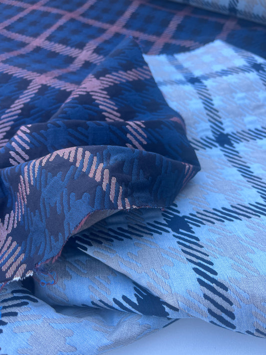 DONDP 1075 checkered double face jacquard stretch