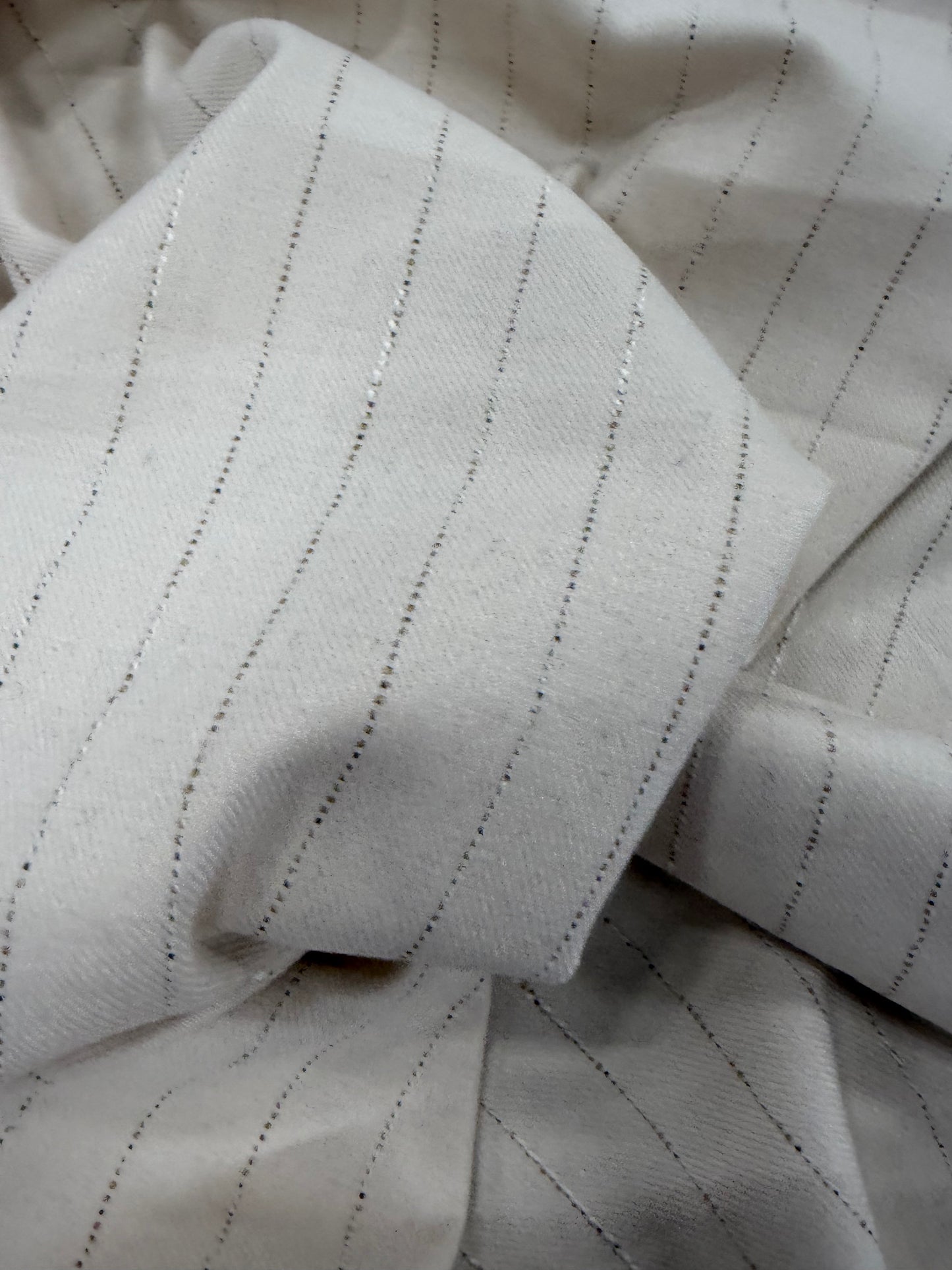 HAGRID 009 ecru striped stretch suiting fabric