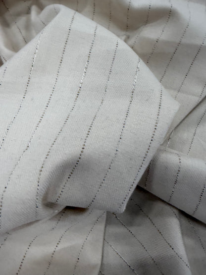 HAGRID 009 ecru striped stretch suiting fabric